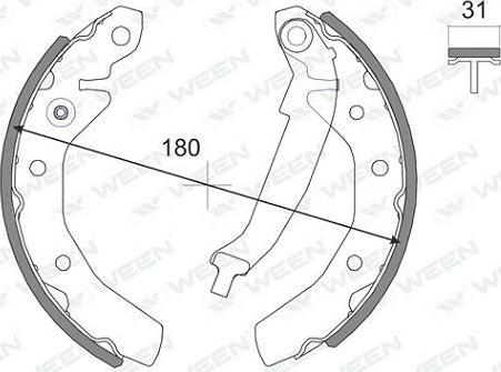 Ween 152-2006 - Комплект тормозных колодок, барабанные autospares.lv