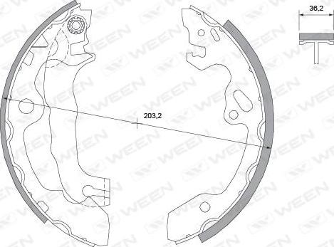 Ween 152-2008 - Комплект тормозных колодок, барабанные autospares.lv