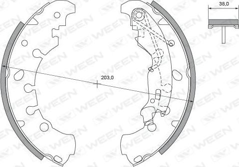 Ween 152-2019 - Комплект тормозных колодок, барабанные autospares.lv