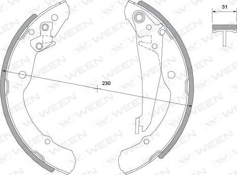 Ween 152-2014 - Комплект тормозных колодок, барабанные autospares.lv