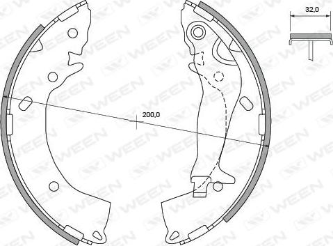 Ween 152-2011 - Комплект тормозных колодок, барабанные autospares.lv