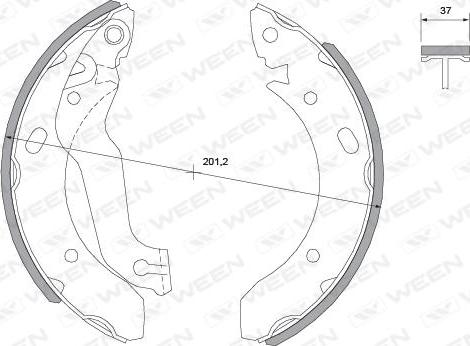 Ween 152-2013 - Комплект тормозных колодок, барабанные autospares.lv