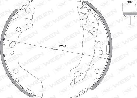 Ween 152-2012 - Комплект тормозных колодок, барабанные autospares.lv