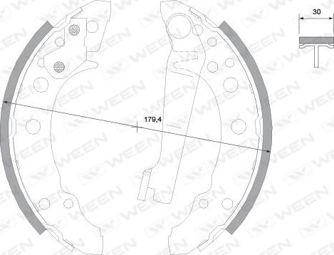 Ween 152-2017 - Комплект тормозных колодок, барабанные autospares.lv