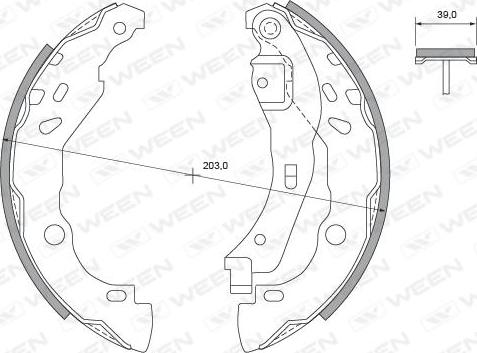 Ween 152-2039 - Комплект тормозных колодок, барабанные autospares.lv