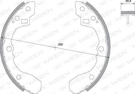 Ween 152-2034 - Комплект тормозных колодок, барабанные autospares.lv