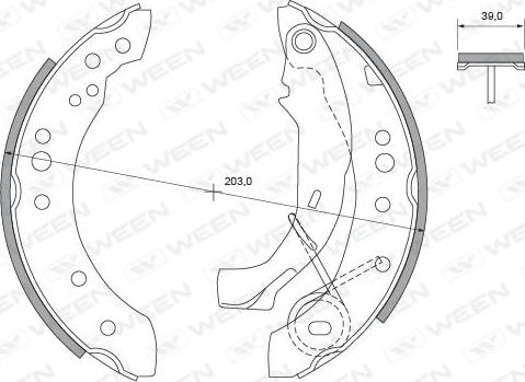 Ween 152-2038 - Комплект тормозных колодок, барабанные autospares.lv