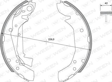 Ween 152-2022 - Комплект тормозных колодок, барабанные autospares.lv