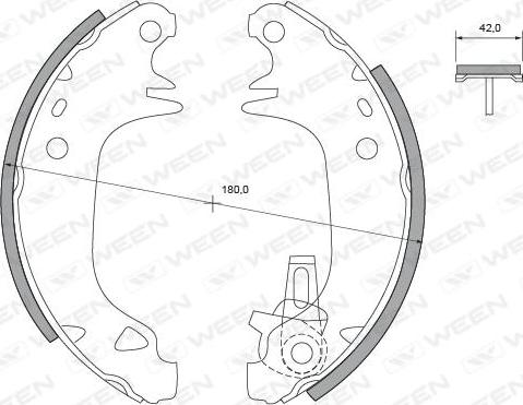 Ween 152-2107 - Комплект тормозных колодок, барабанные autospares.lv