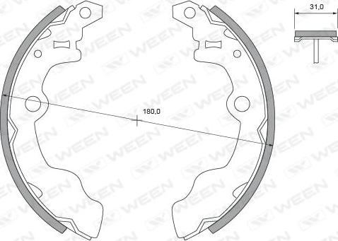 Ween 152-2111 - Комплект тормозных колодок, барабанные autospares.lv