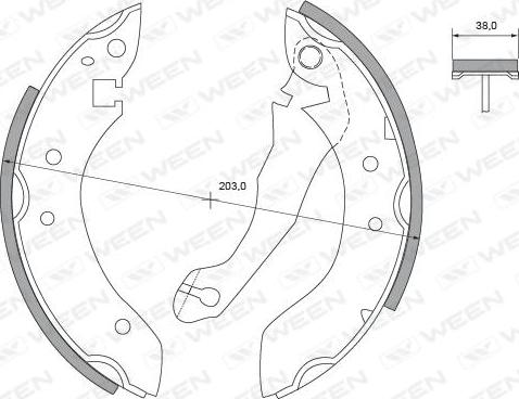 Ween 152-2180 - Комплект тормозных колодок, барабанные autospares.lv