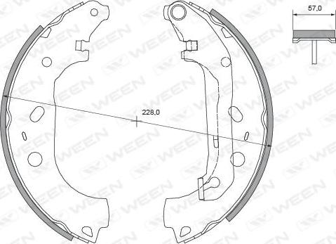 Ween 152-2128 - Комплект тормозных колодок, барабанные autospares.lv