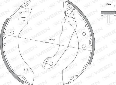 Ween 152-2176 - Комплект тормозных колодок, барабанные autospares.lv