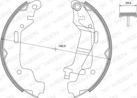 Ween 152-2353 - Комплект тормозных колодок, барабанные autospares.lv