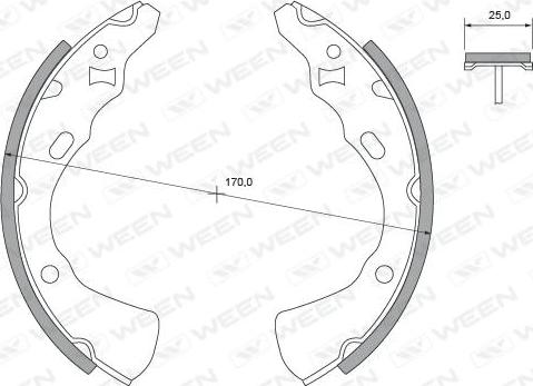 Ween 152-2367 - Комплект тормозных колодок, барабанные autospares.lv