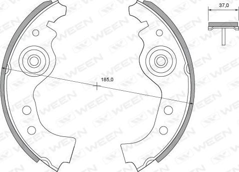 Ween 152-2309 - Комплект тормозных колодок, барабанные autospares.lv