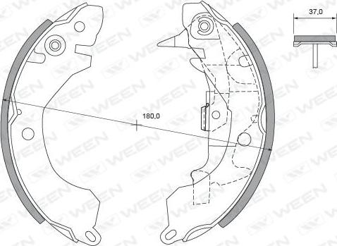 Ween 152-2308 - Комплект тормозных колодок, барабанные autospares.lv