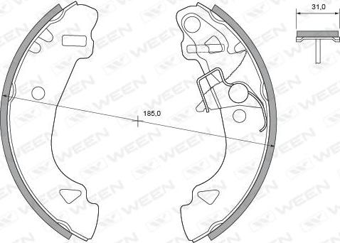 Ween 152-2384 - Комплект тормозных колодок, барабанные autospares.lv