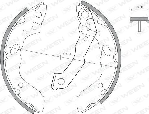 Ween 152-2386 - Комплект тормозных колодок, барабанные autospares.lv