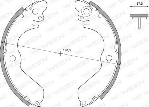 Ween 152-2380 - Комплект тормозных колодок, барабанные autospares.lv