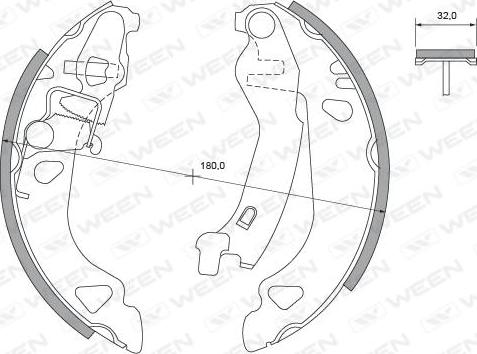 Ween 152-2388 - Комплект тормозных колодок, барабанные autospares.lv