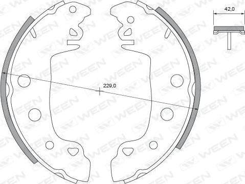 Ween 152-2338 - Комплект тормозных колодок, барабанные autospares.lv