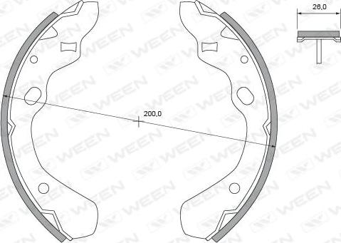 Ween 152-2332 - Комплект тормозных колодок, барабанные autospares.lv