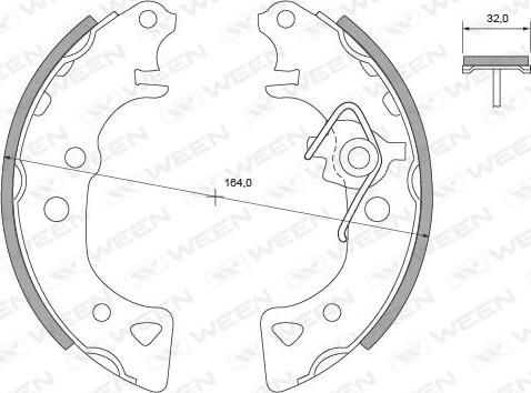 Ween 152-2323 - Комплект тормозных колодок, барабанные autospares.lv