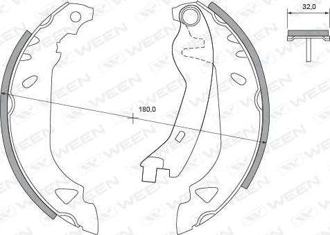 Ween 152-2322 - Комплект тормозных колодок, барабанные autospares.lv