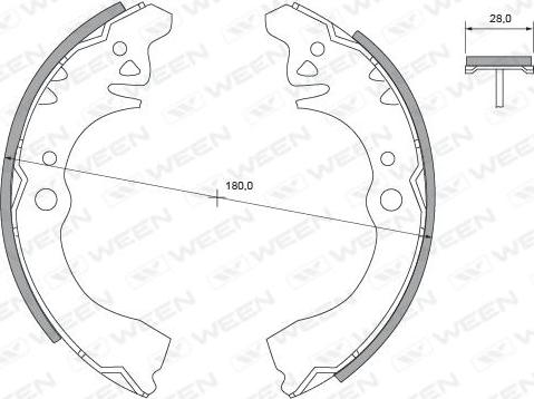 Ween 152-2327 - Комплект тормозных колодок, барабанные autospares.lv