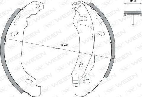 Ween 152-2291 - Комплект тормозных колодок, барабанные autospares.lv