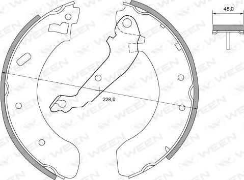 Ween 152-2209 - Комплект тормозных колодок, барабанные autospares.lv