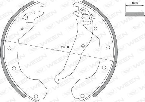 Ween 152-2206 - Комплект тормозных колодок, барабанные autospares.lv