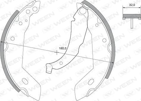 Ween 152-2219 - Комплект тормозных колодок, барабанные autospares.lv