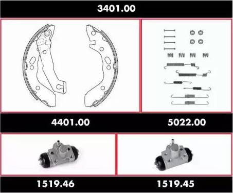 Woking 3401.00 - Комплект тормозных колодок, барабанные autospares.lv