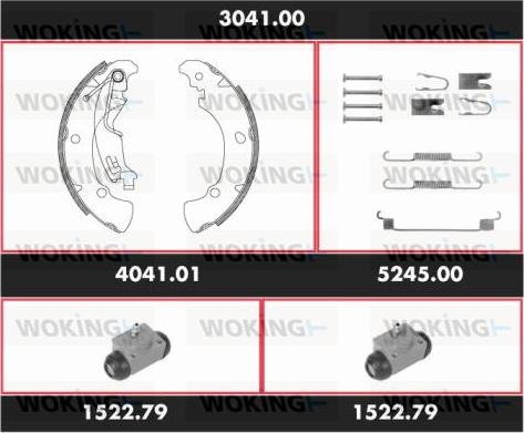 Woking 3041.00 - Комплект тормозных колодок, барабанные autospares.lv