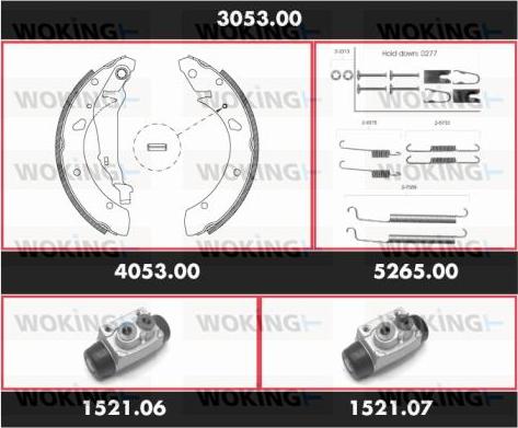 Woking 3053.00 - Комплект тормозных колодок, барабанные autospares.lv