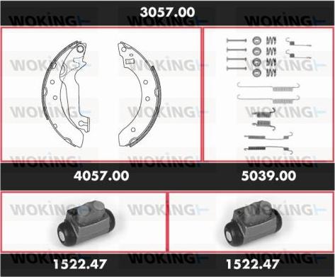 Woking 3057.00 - Комплект тормозных колодок, барабанные autospares.lv