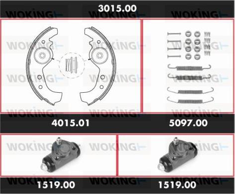 Woking 3015.00 - Комплект тормозных колодок, барабанные autospares.lv