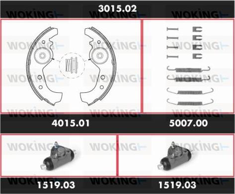 Woking 3015.02 - Комплект тормозных колодок, барабанные autospares.lv