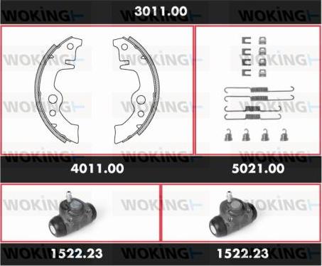 Woking 3011.00 - Комплект тормозных колодок, барабанные autospares.lv