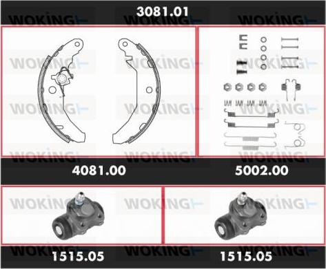 Woking 3081.01 - Комплект тормозных колодок, барабанные autospares.lv