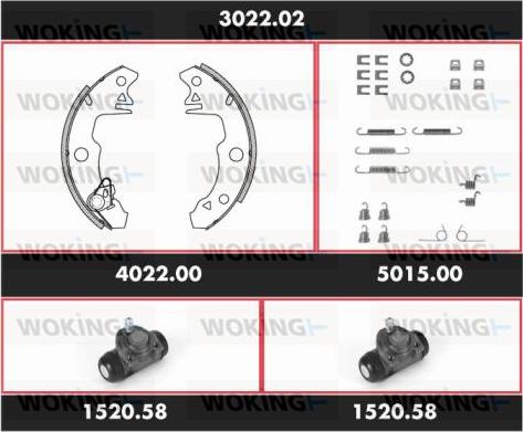 Woking 3022.02 - Комплект тормозных колодок, барабанные autospares.lv