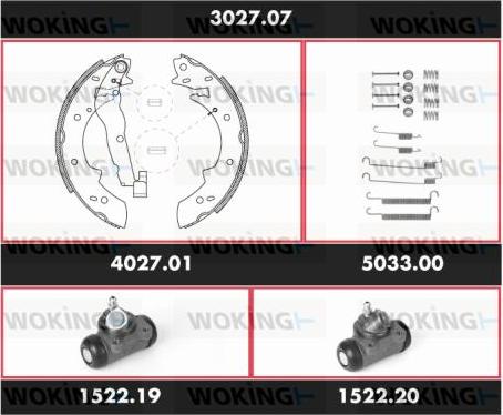 Woking 3027.07 - Комплект тормозных колодок, барабанные autospares.lv