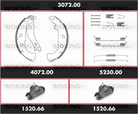 Woking 3072.00 - Комплект тормозных колодок, барабанные autospares.lv