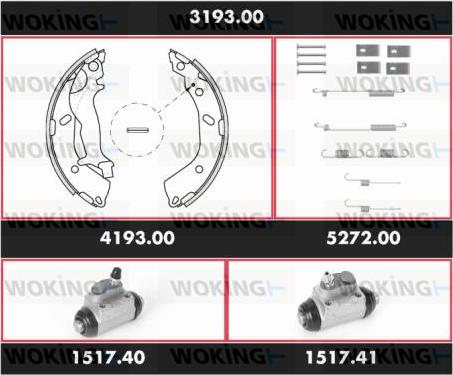 Woking 3193.00 - Комплект тормозных колодок, барабанные autospares.lv