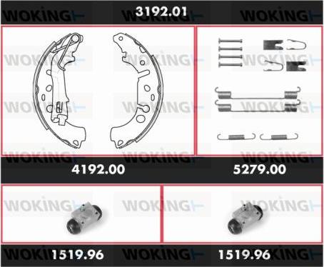 Woking 3192.01 - Комплект тормозных колодок, барабанные autospares.lv