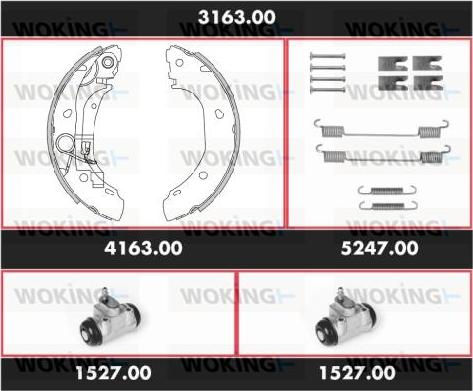 Woking 3163.00 - Комплект тормозных колодок, барабанные autospares.lv