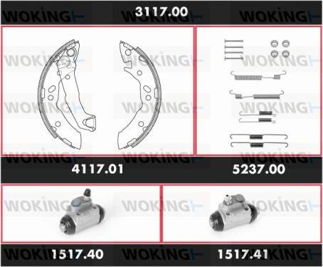 Woking 3117.00 - Комплект тормозных колодок, барабанные autospares.lv