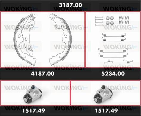 Woking 3187.00 - Комплект тормозных колодок, барабанные autospares.lv